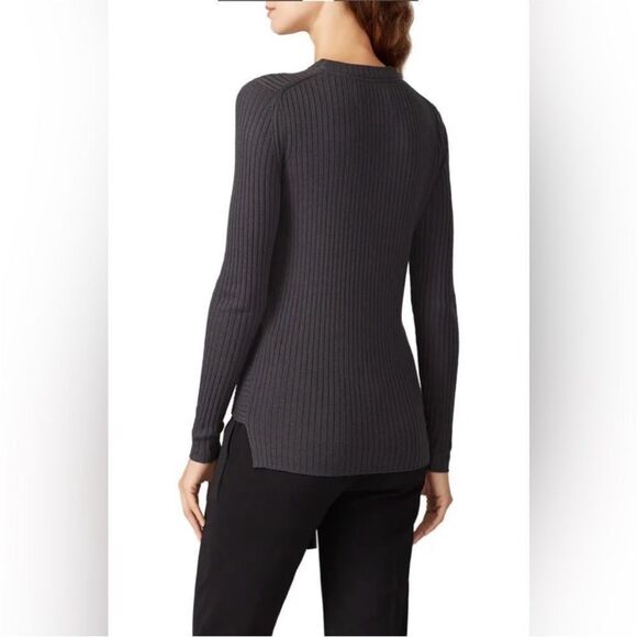 Brochu Walker 100% wool Elegant Black Ribbed Women's sweater, S - Picture 4 of 13